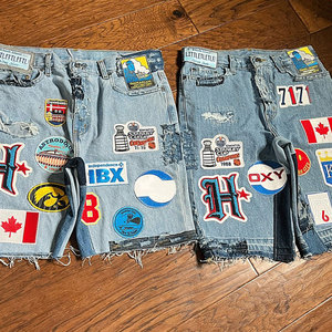 Pantalones cortos de mezclilla informales con logotipo bordado y parche personalizado, para deportes de verano, Jogging, playa, vintage, desgastados, secado rápido, cierre con cordón - Product Image 1