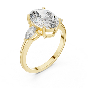 Anillo de Compromiso con Diamante Ovalado y en Forma de Pera Cultivado en Laboratorio, Oro Blanco de 14K |   Anillo de Oficina |   Nuevo Diamante Cultivado - Product Image 3