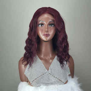 Peluca de cabello humano vietnamita 100% de alta calidad, hermoso Color burdeos oscuro, onda profunda, sin enredos, sin desprendimiento, precio al por mayor - Product Image 1