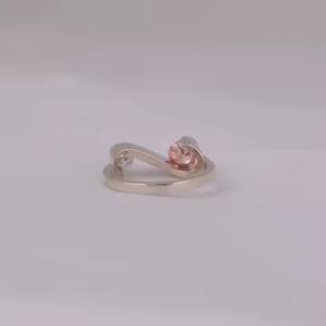 Bague de fiançailles en or massif 14KT de style classique bague en diamant plaqué or massif rose & EF rond cultivé en laboratoire - Product Image 5