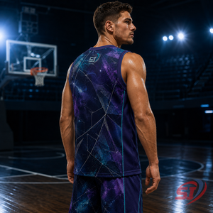 Camiseta de Baloncesto Personalizada por Sublimación, Ecológica, Antibacteriana, de Secado Rápido y Transpirable, Ropa Deportiva para Equipos, Fabricante OEM, Nebula Court - Product Image 5