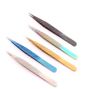 Personalized Stainless Steel Eyelash Extension Tweezers with Pointed Tip and Customized Packaging - Product Image 2