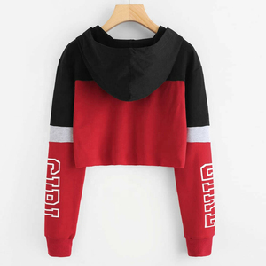 Oem Custom logo High Quality Women Long Sleeve Cropped Hoodie Custom logo Pullover Crop Top Hoodie's - Product Image 2