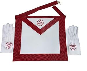 DEURA Masonic Regalia Royal Arch Synthetic <b>Leather</b> <b>Apron</b> with Fringe Embroidered 16" X 14" - Product Image 4