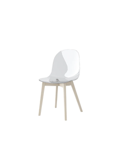 Chaise de salle à manger italienne moderne en bois massif avec structure à 4 pieds et coque ergonomique en polycarbonate. Conception polyvalente pour la maison et le bureau. - Product Image 1