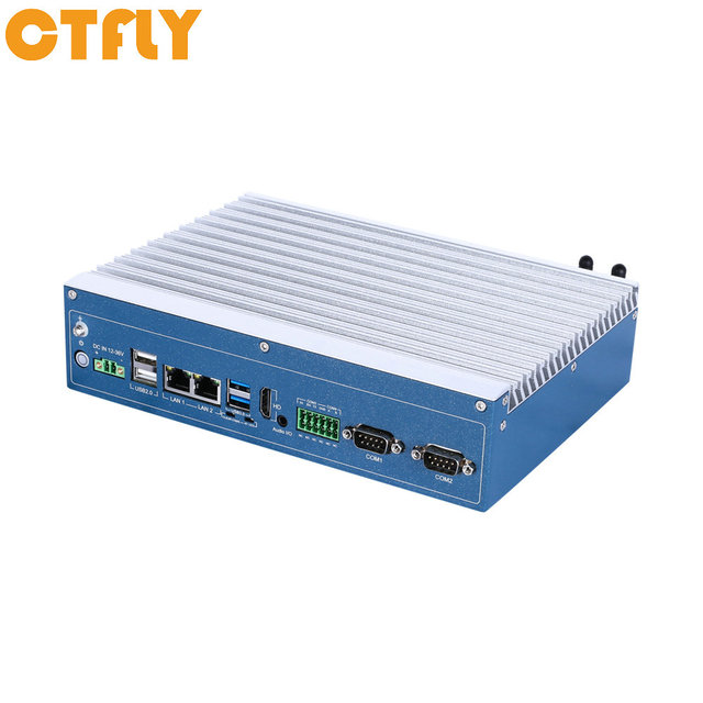 CTX13-WIPC Aluminum Industrial Mini Computer Manufacturer DC12V-36V 6COM 8USB 4LAN J6412 4GB 64GB Embedded Fanless Mini Box PC