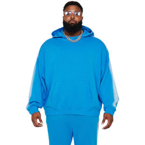 2023 High Street plus confortable hommes bleu goutte épaule côté Spray lavé détails pull à capuche avec poche kangourou à vendre - Product Image 2