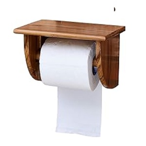 Porte-papier hygiénique moderne en bois de qualité supérieure Support mural Étagère à papier hygiénique peu encombrante avec porte-serviettes élégant Accessoires pour la maison - Product Image 1