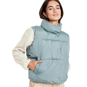 Chaleco acolchado sin mangas para mujer, chaqueta de plumón cálida de invierno de nailon, utilidad ecuestre de talla grande, chalecos Acolchados transpirables para mujer - Product Image 4