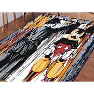 Alfombra de Charlie Chaplin y Mickey Mouse: Arte de Graffiti Colorido, con Pelo Suave - Product Image 3