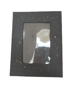 Papier de coton recyclé fait à la main de haute qualité personnalisé avec des morceaux de paillettes argentées marbrés dans le cadre photo en papier - Product Image 1