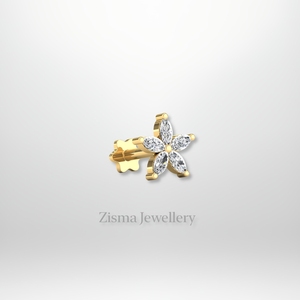 Boucles d'oreilles à tige de fleur de diamant 5 marquises pour femmes de qualité supérieure IGI GIA diamants naturels certifiés or massif 14 carats Piercing à la mode - Product Image 6