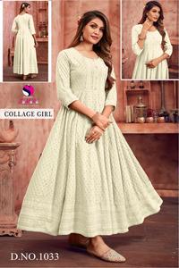 Costume Anarkali tendance et magnifique en véritable rayonne avec broderie sur toute la surface, parfait pour la saison des mariages - Product Image 6
