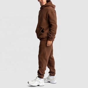 Ensemble de survêtement de sport en coton lourd de couleur unie pour hommes, vente en gros - Product Image 3