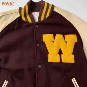 Chaqueta universitaria con logotipo personalizado para hombre de Brown College, ropa de invierno para exteriores con cuello levantado, venta al por mayor, bordado personalizado - Product Image 5