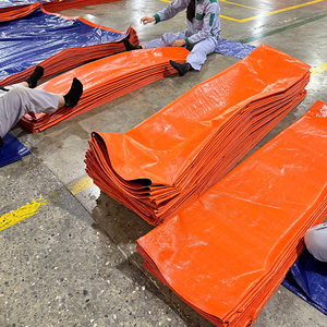 ผ้าใบกันน้ำ PE สีฟ้า/ส้มใช้งานได้ยาวนานเป็นมิตรกับสิ่งแวดล้อมกันน้ำป้องกันแสงแดดพร้อมคุณสมบัติป้องกันรังสียูวีและกันน้ำสไตล์เรียบง่าย - Product Image 1