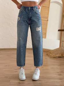 Women's Comfortable Fit Mid Waist Jeans High Quality <b>Stretch</b> <b>Denim</b> Breathable <b>Fabric</b> Casual Styles Wholesale - Product Image 5