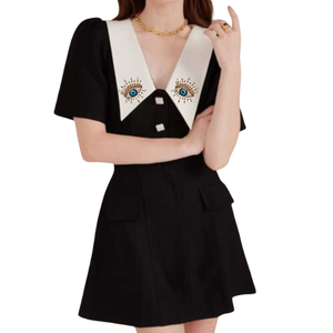 ชุดเดรสแขนพองปักเลื่อมและลูกปัดสำหรับผู้หญิงเสื้อเดรสลำลองแฟชั่นมาใหม่ล่าสุด2024 - Product Image 2