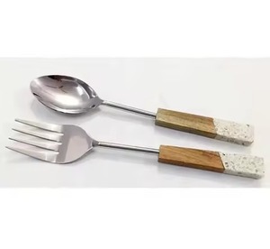 Hand Finishing Eco-Friendly Stainless Steel <b>Salad</b> Tools <b>Salad</b> <b>Server</b> Set with Fork and Spoon Dishwasher Safe - Product Image 3