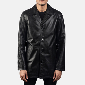Veste en cuir personnalisée pour homme, couleur unie, col montant, manches longues, fermeture éclair intégrale, saison hivernale, logo sur le devant, prix bas - Product Image 6