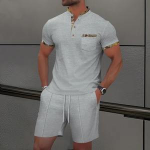 Logo personnalisé Premium Ensemble Chemise Short Décontracté 100% Coton Ensemble Short pour Hommes de Qualité Supérieure Ensembles T-Shirt Respirant d'Été - Product Image 3