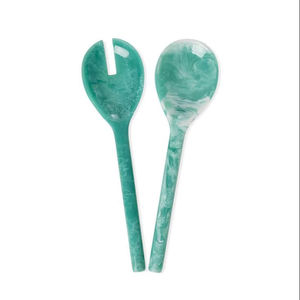Vente flash Ensemble de serveurs à salade en résine vert marbré en acrylique cuillère fourchette Nouveau Vente en gros Outils de vaisselle de cuisine Fournitures de service de traiteur - Product Image 1