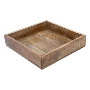 Plateau en bois de couleur brûlée légère de meilleure qualité Plateau de service carré en bois de manguier fait à la main pour servir des boissons au café et décor de bougies - Product Image 1