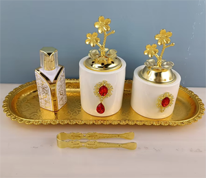 BRUSHSTROKE BLISS Juego de quemador de incienso de cristal árabe de alto estándar Diseño ecológico Fragancia de incienso indio Incluye bandeja - Product Image 6