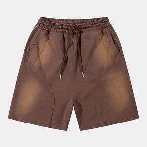 Nouveauté Shorts personnalisés pour homme en coton vintage délavé à l'acide brodés 100% coton French Terry avec cordon de serrage Taille 3XL Motif uni - Product Image 1