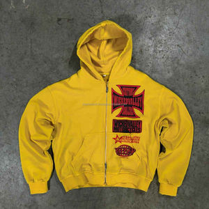 OEM personalizado lavado de piedra DTG impresión gráfica Vintage desgastado cremallera hasta sudaderas con capucha para hombre Zip up ácido lavado Sudadera con capucha - Product Image 3