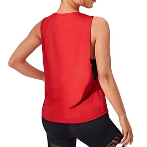 Débardeur de sport pour femme à manches larges, haute qualité, pour yoga et fitness, personnalisé, en Spandex/Polyester tricoté avec appliques - Product Image 1