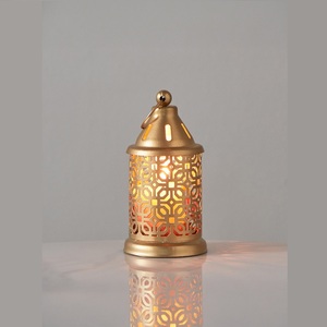 European Style <b>Gold</b> Metal Candle Holders with Elegant <b>Lantern</b> Pattern Iron Material for Home Decor or Christmas Celebrations - Product Image 1