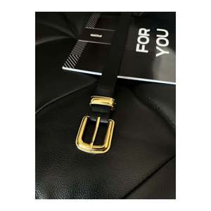 Ceinture pour femme avec boucle dorée anti-ternissement, ceinture pour pantalon, ceinture pour veste, ceinture pour robe, ceinture pour chemise - NOIR - Product Image 1