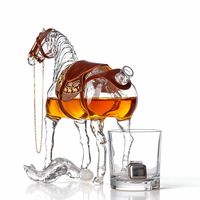 Carafe à whisky de luxe en forme de cheval, en cristal sans plomb, design animal, pour bar, mariage, cadeau d'entreprise, OEM