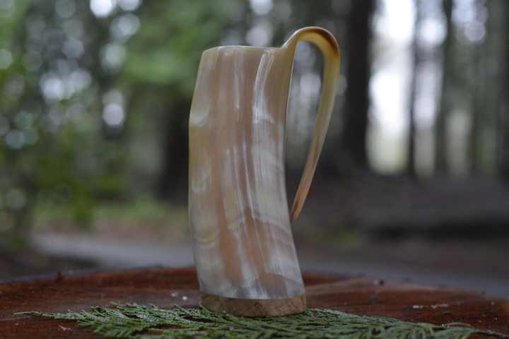 Handcrafted Viking-Style Drinking Horn Mug - Authentic & Unique Gift Real Buffalo Koi Horn ,Horn Drinking Cup.
