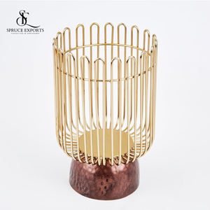 Portavelas de metal huracán con base de metal antiguo de cobre Juego de 2 perfecto para una decoración vintage y moderna." - Product Image 5