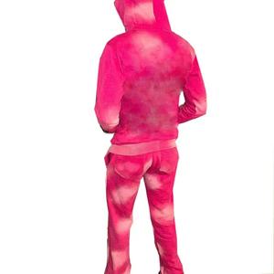 ชุดเซ็ตเสื้อฮู้ดดี้พิมพ์ลายคริสตัลสำหรับฤดูหนาว กางเกงขายาวทรงบานซ้อนกัน ชุดวอร์มผู้ชาย แบบสั่งทำพิเศษ สีซีดแบบโดนแดด ชุดวอร์มไซส์ใหญ่ ผ้าฝ้าย 100% - Product Image 2