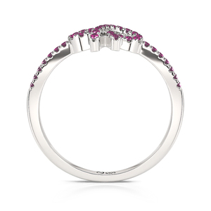 Jeulia Chic <b>Thin</b> Bow <b>Ring</b> Sterling Silver Pave Setting Gold Plated Adjustable - Product Image 4