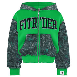 Custom 360gsm French Terry Zip-Up Men's Hoodie Y2K Vintage Streetwear Rhinestone 3D Embroidery <b>Sun</b> Faded Distressed Cropped - Product Image 1