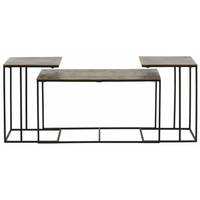 Ensemble de 3 tables gigognes modernes en métal léger, faites à la main, avec plateau rectangulaire, pour le mobilier de salon