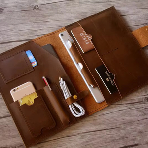 High Quality A4 Notebook Custom Personalized Laserable Leather Portfolio Genuine Leather Organizer LP-0258 - Product Image 1