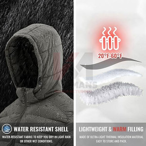 Veste à capuche détachable pour hommes en gros Manteau d'hiver léger résistant à l'eau isolé Logo Impression Patch Broderie - Product Image 5