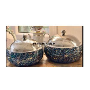 Ensemble de deux casseroles en métal Meilleure qualité Casserole design faite à la main Forme ronde Chauffe-plat en métal en gros - Product Image 5