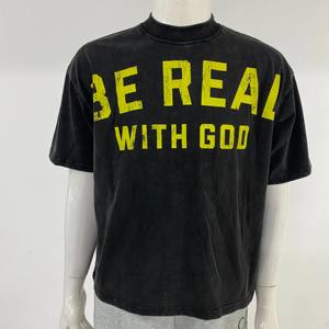 ชุดเสื้อยืดและกางเกงวินเทจของผู้ชายผ้าฝ้ายฟอกสีกรดพิมพ์ลายใส่ซักได้ตามต้องการ - Product Image 5