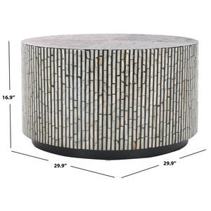 Table basse ronde moderne en nacre, mosaïque artisanale, éco-responsable, pour projets hôteliers et de complexes de villégiature, vente en gros - Product Image 2