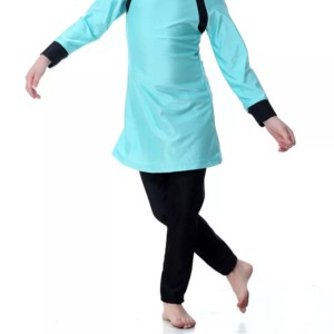 Traje de baño islámico modesto para niños Nuevo estilo Traje de playa de talla grande con patrón de letras Hijab de cobertura completa para niñas - Product Image 2