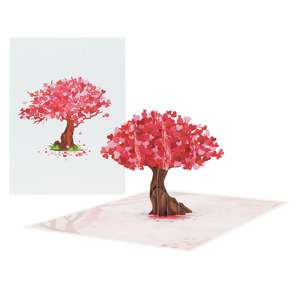 Venta al por mayor Red Love Tree Card Personalizable 3D Pop-Up Design Lovely Handicraft para la boda y el Día de San Valentín - Product Image 1