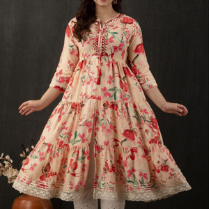 เคอร์ติสผ้าฝ้ายหลายขนาดสำหรับผู้หญิงเสื้อผ้าพิมพ์ลายพื้นเมืองอินเดีย - Product Image 1