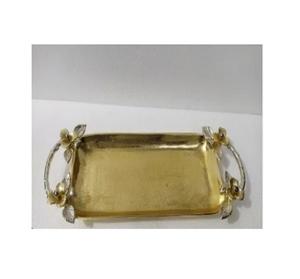 Salade moderne de stockage de feuilles, plateau de service de fruits et plateau pour la décoration de table de mariage Cadeau de Noël en or et argent - Product Image 1