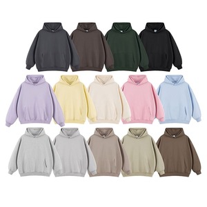 100% coton sweats à capuche blanc épais polaire poids lourd sweats à capuche surdimensionnés impression personnalisée Logo hommes sweats à capuche et sweat-shirts - Product Image 5
